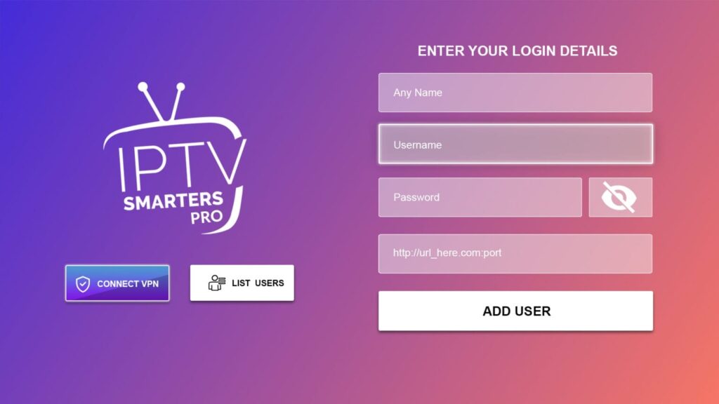 Logga in med Xtream Codes i IPTV Smarters Pro – användarnamn, lösenord och portal URL