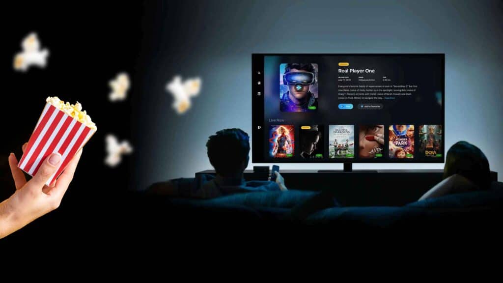 Par tittar på IPTV Nordic med tusentals kanaler i 4K via smart-TV – ultimat streamingupplevelse hemma